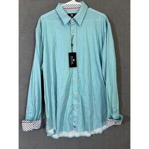 Butter Cloth Button Up Shirt Mens 2XL Solid Blue Flip Cuffs Formal Preppy NWT